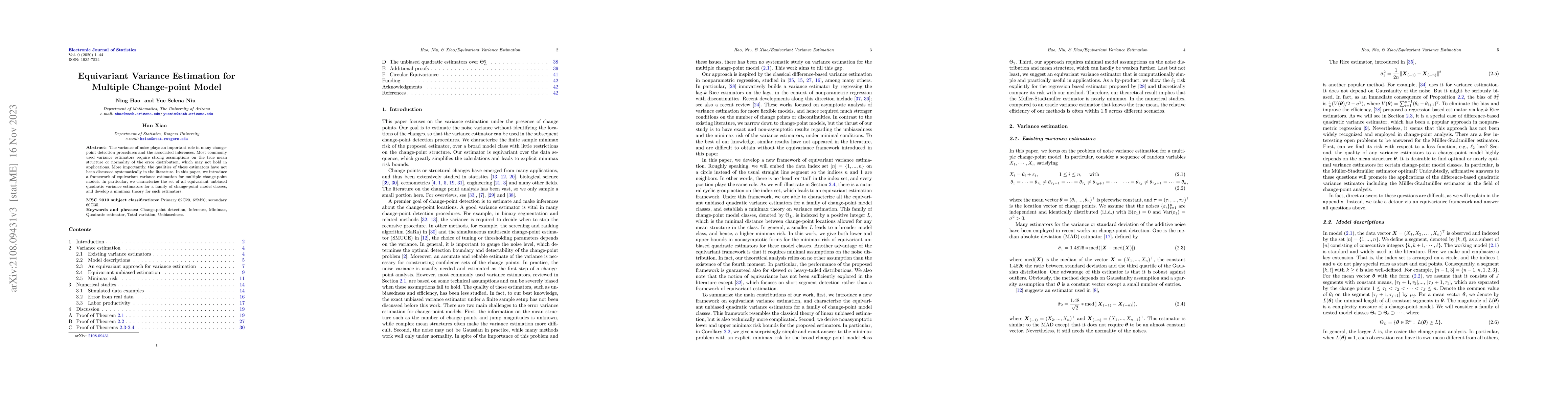 Thumbnail for Equivariant Variance Estimation for Multiple Change-point Model