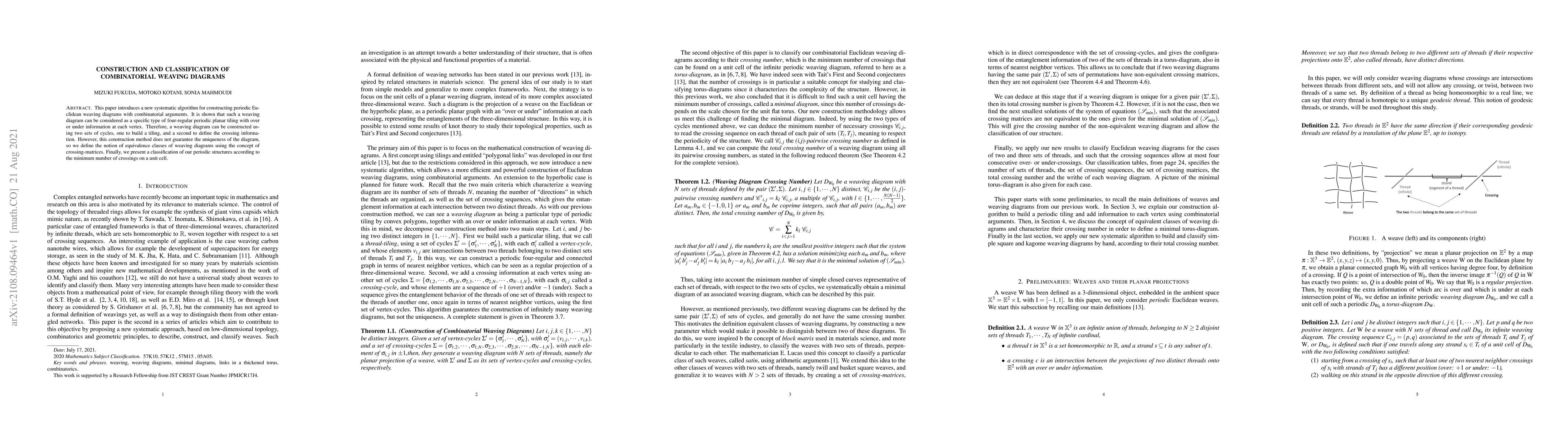 Thumbnail for Construction and Classification of Combinatorial Weaving Diagrams