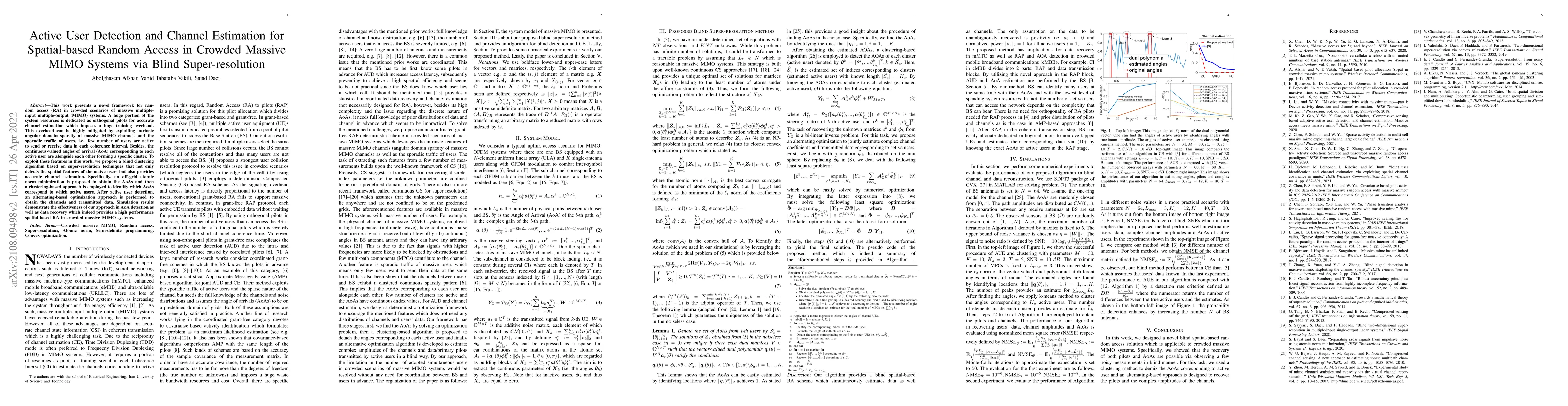 Thumbnail for Active User Detection and Channel Estimation for Spatial-based Random
  Access in Crowded Massive MIMO Systems via Blind Super-resolution