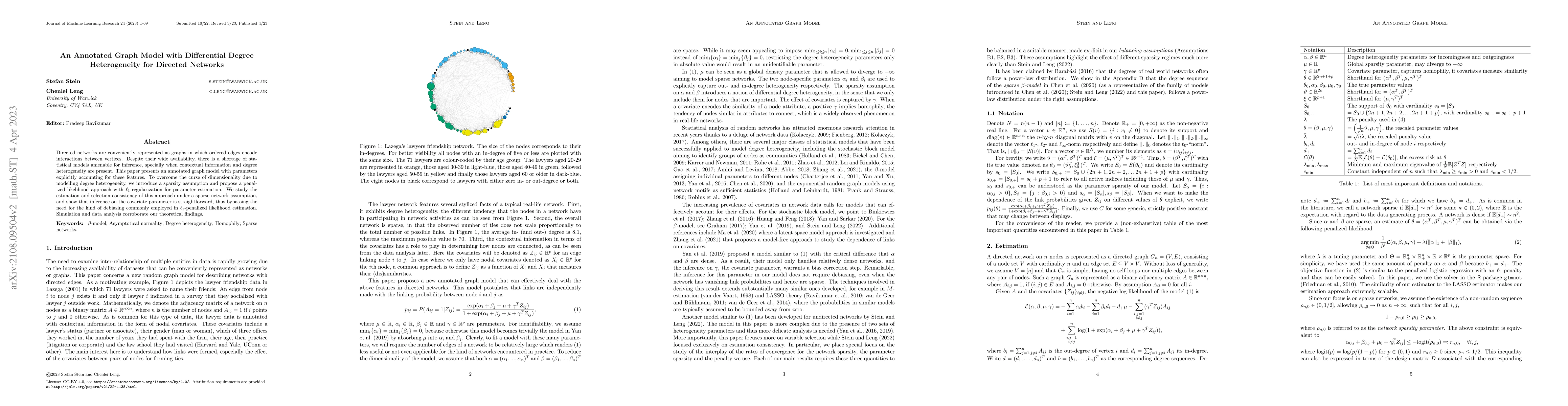 Thumbnail for An Annotated Graph Model with Differential Degree Heterogeneity for
  Directed Networks