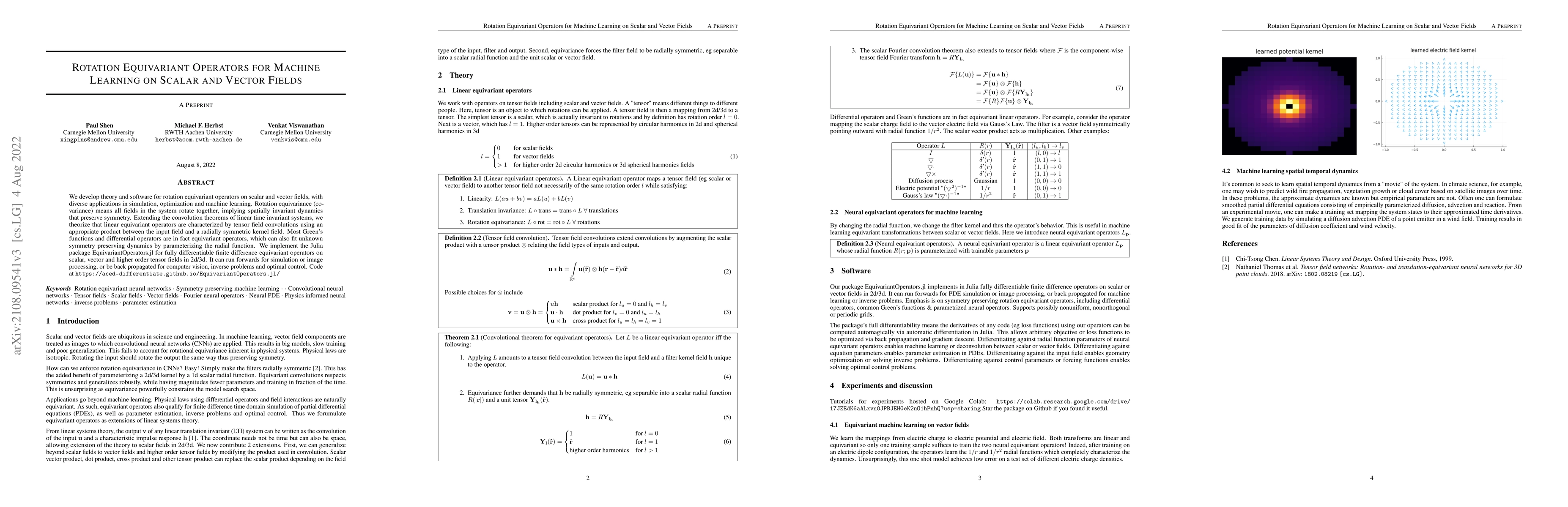 Thumbnail for Rotation Equivariant Operators for Machine Learning on Scalar and Vector
  Fields