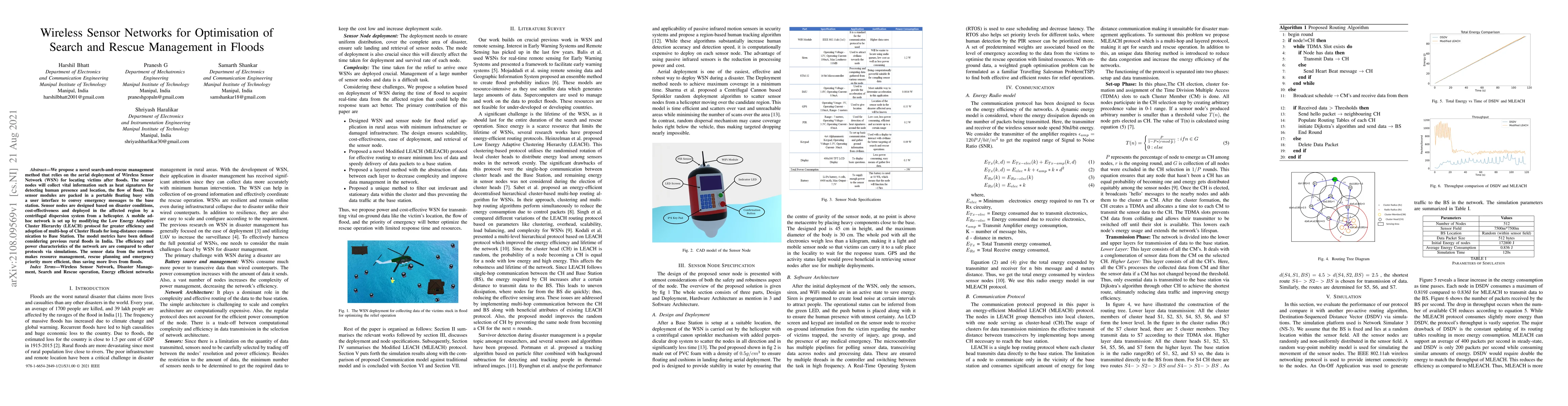 Thumbnail for Wireless Sensor Networks for Optimisation of Search and Rescue
  Management in Floods