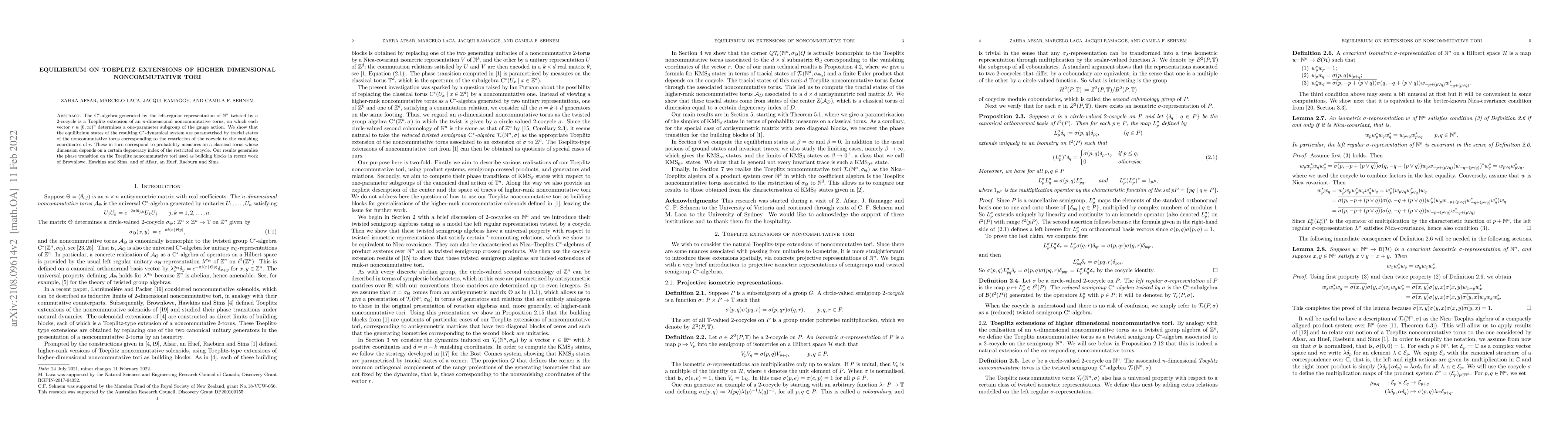 Thumbnail for Equilibrium on Toeplitz extensions of higher dimensional noncommutative
  tori