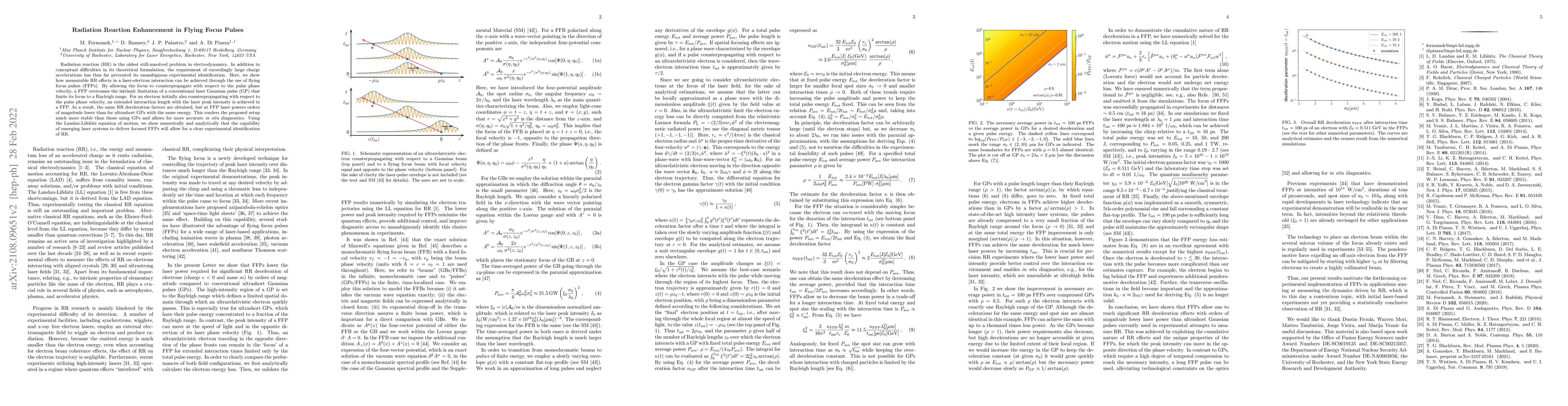 Thumbnail for Radiation Reaction Enhancement in Flying Focus Pulses