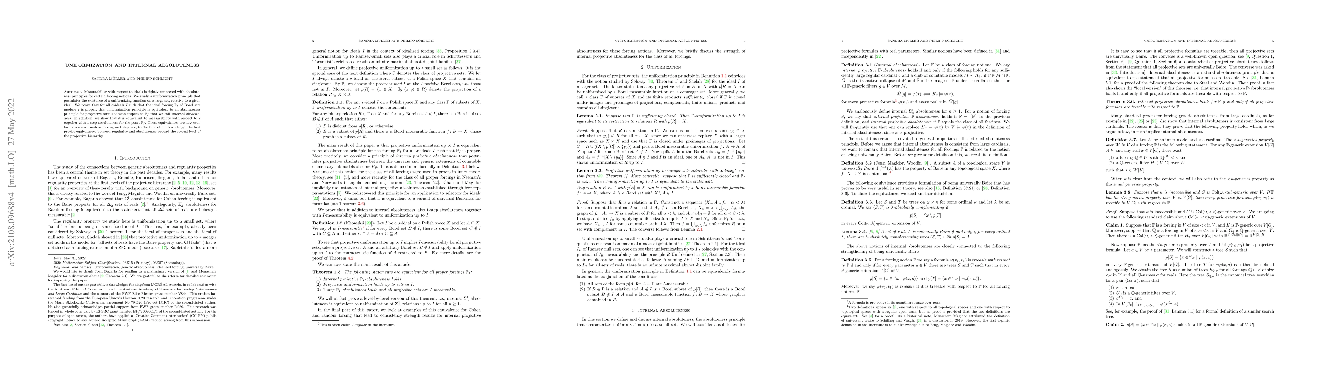 Thumbnail for Uniformization and Internal Absoluteness