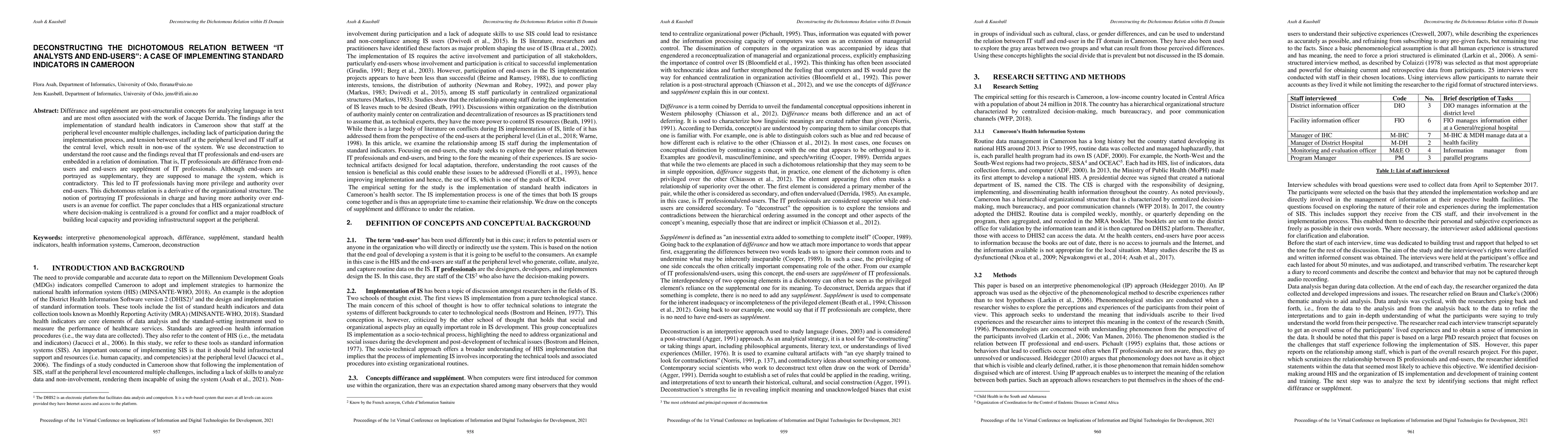 Thumbnail for Deconstructing the Dichotomous Relationship Between "IT analysts and
  End-users": A Case of Implementing Standard Indicators in Cameroon