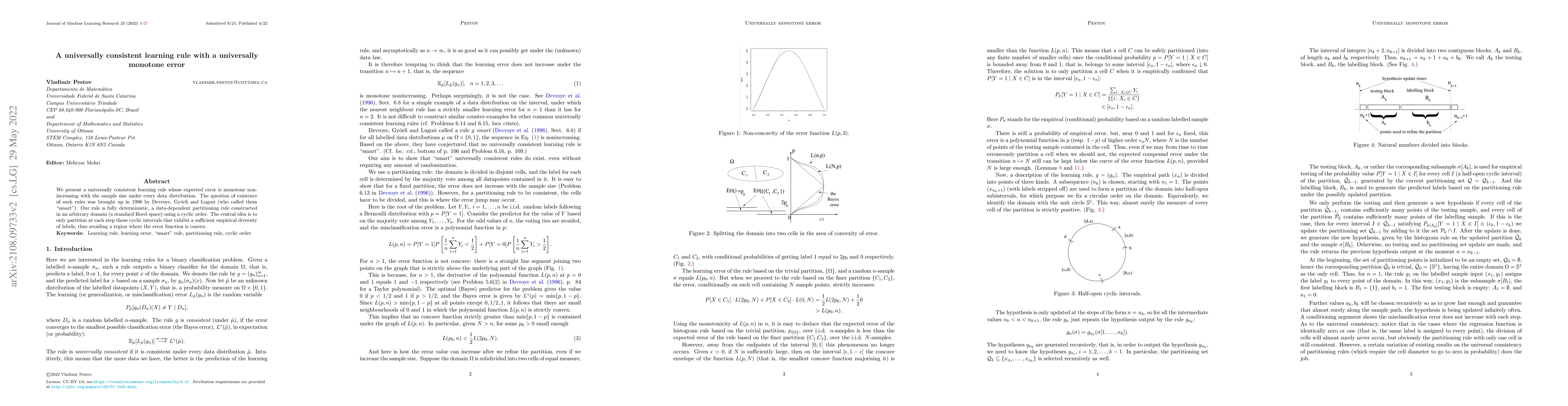 Thumbnail for A universally consistent learning rule with a universally monotone error