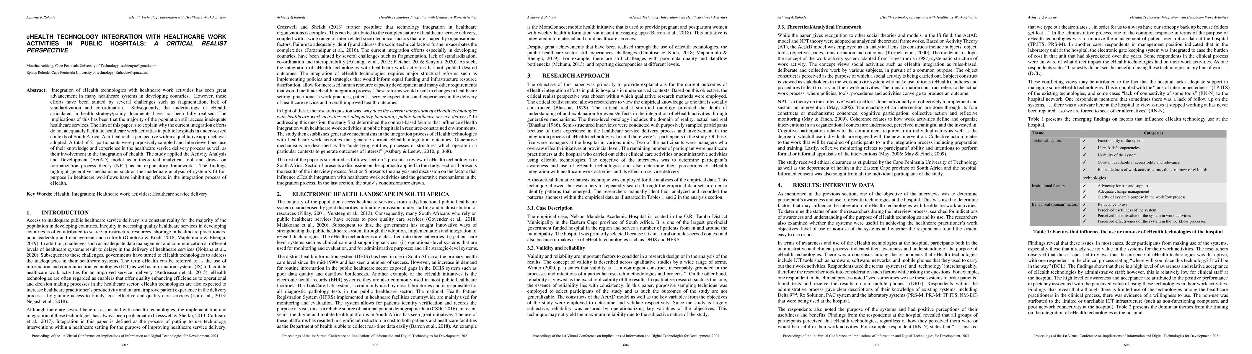Thumbnail for EHealth Technologies Integration with Healthcare Work Activities in
  Public Hospitals: A Critical Realist Perspective