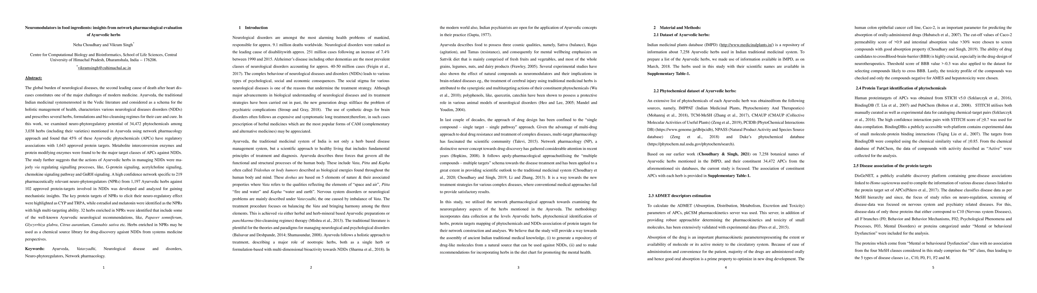 Thumbnail for Neuromodulators in food ingredients: insights from network
  pharmacological evaluation of Ayurvedic herbs