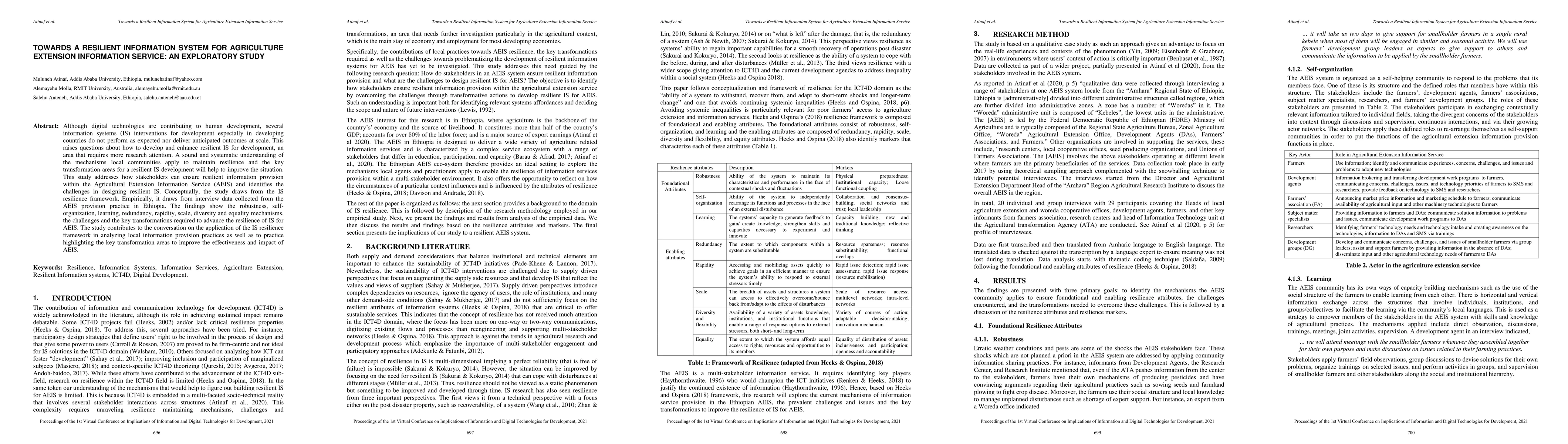 Thumbnail for Towards a Resilient Information System for Agriculture Extension
  Information Service: An Exploratory Study