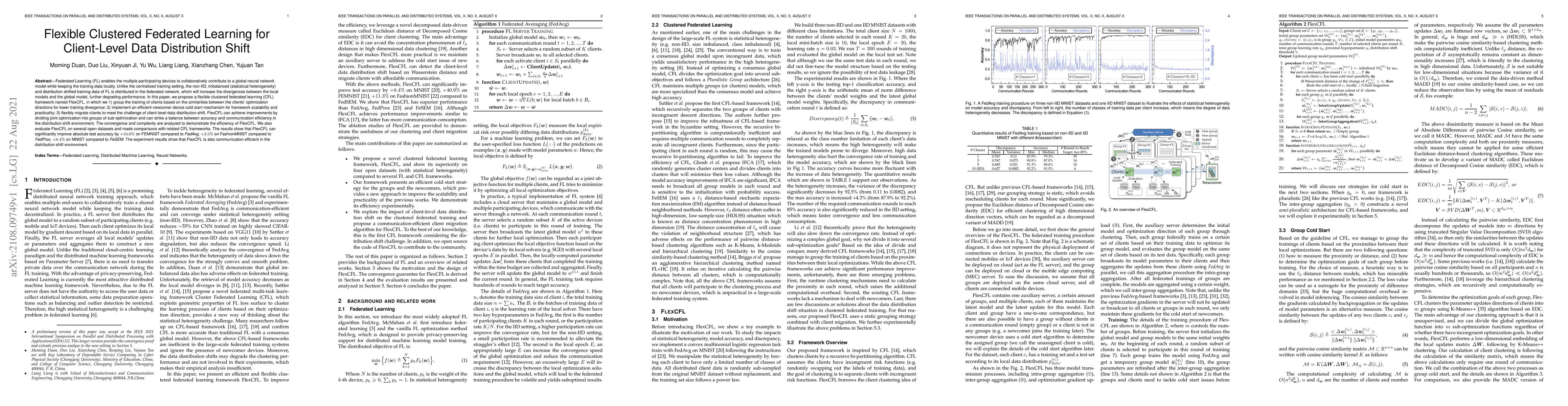 Thumbnail for Flexible Clustered Federated Learning for Client-Level Data Distribution
  Shift