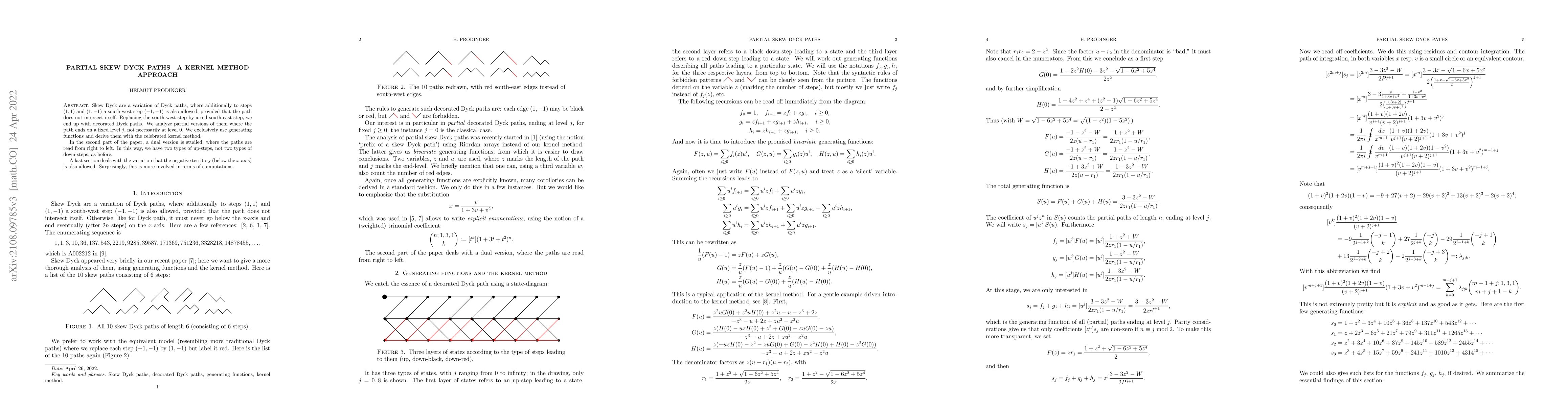 Thumbnail for Partial skew Dyck paths -- a kernel method approach