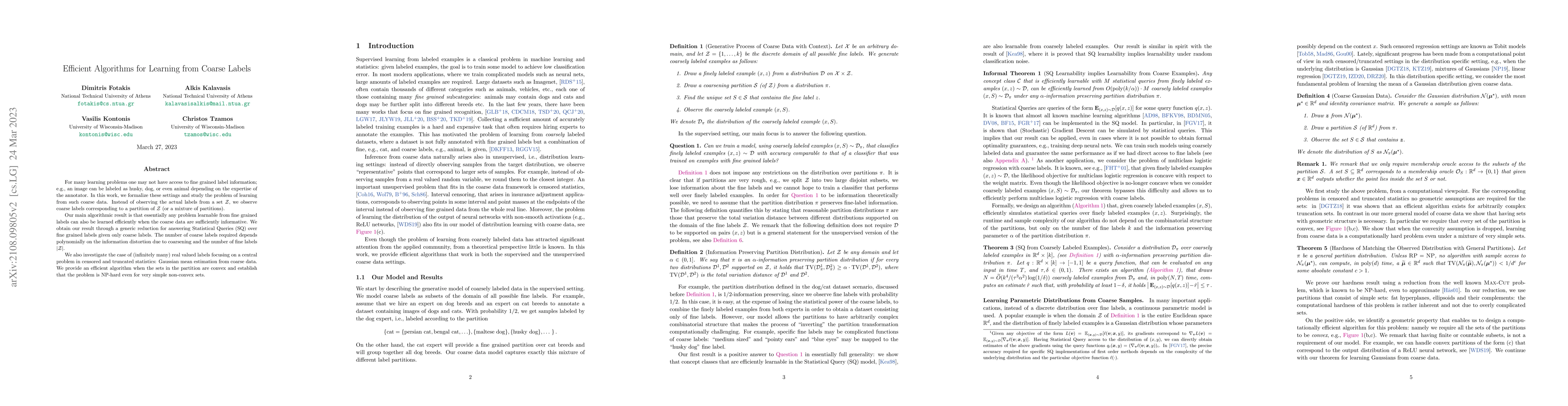 Thumbnail for Efficient Algorithms for Learning from Coarse Labels