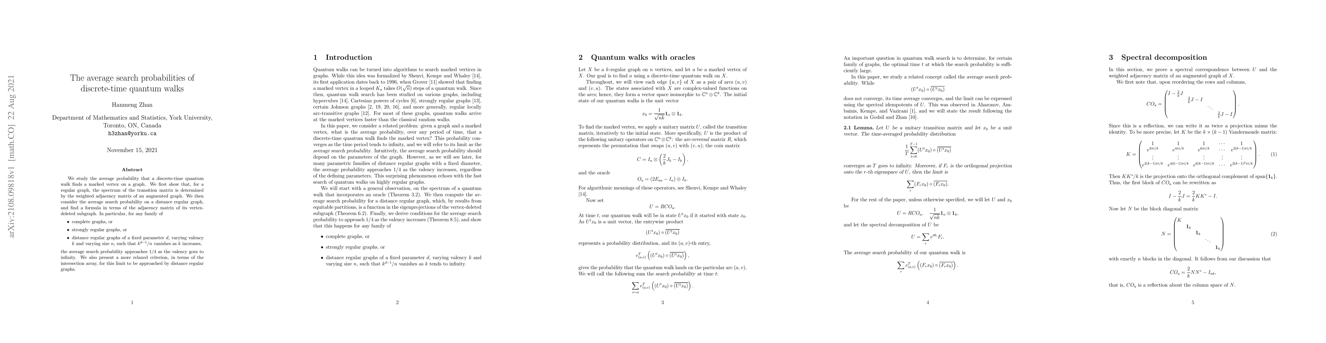 Thumbnail for The average search probabilities of discrete-time quantum walks