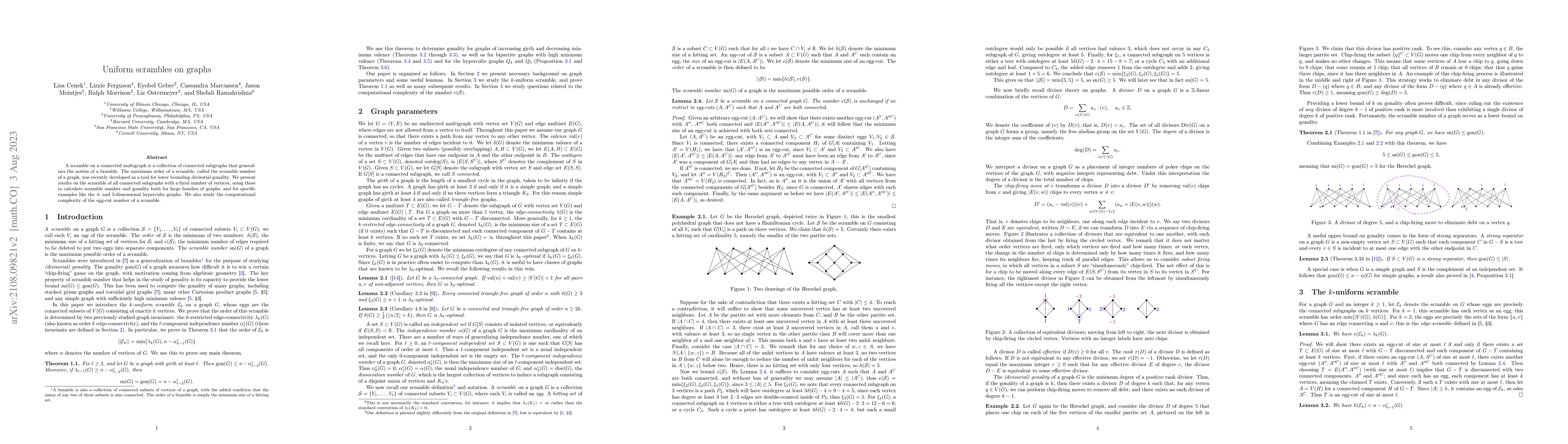 Thumbnail for Uniform scrambles on graphs