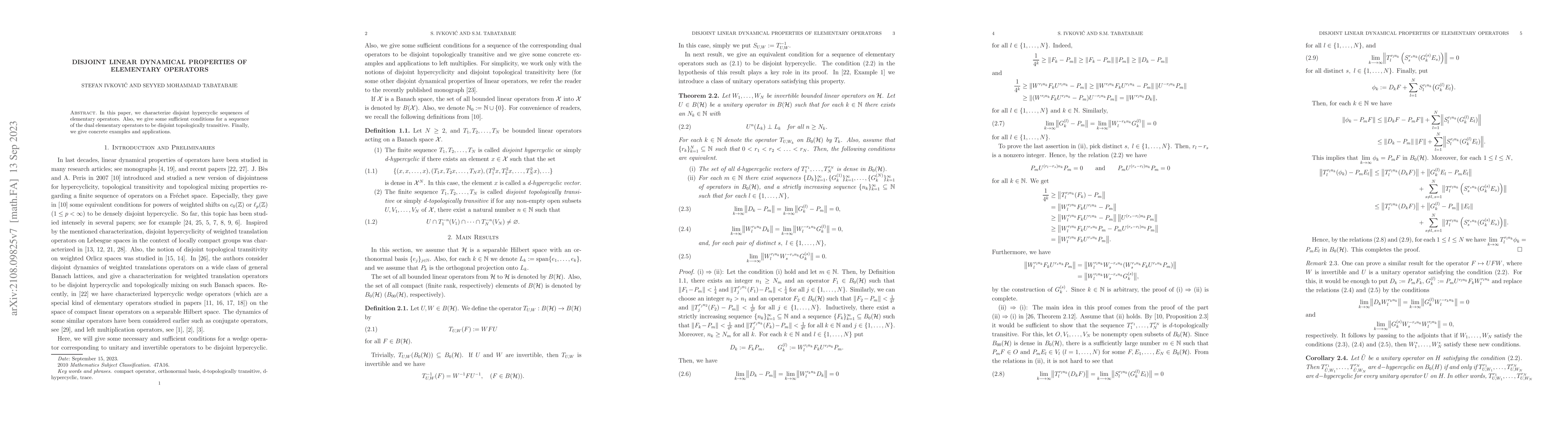 Thumbnail for Disjoint linear dynamical properties of elementary operators