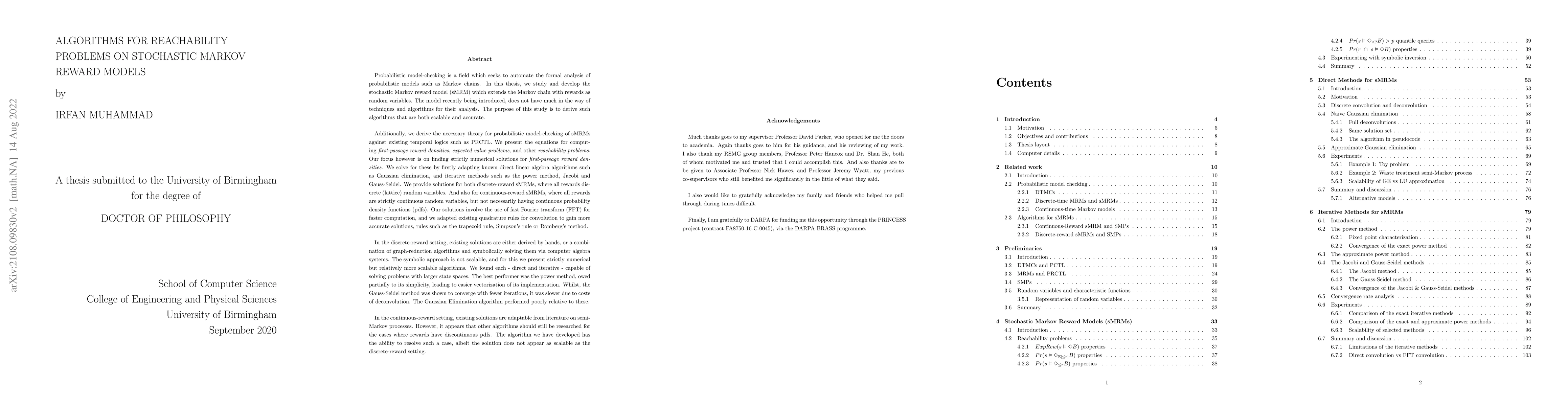 Thumbnail for Algorithms for reachability problems on stochastic Markov reward models