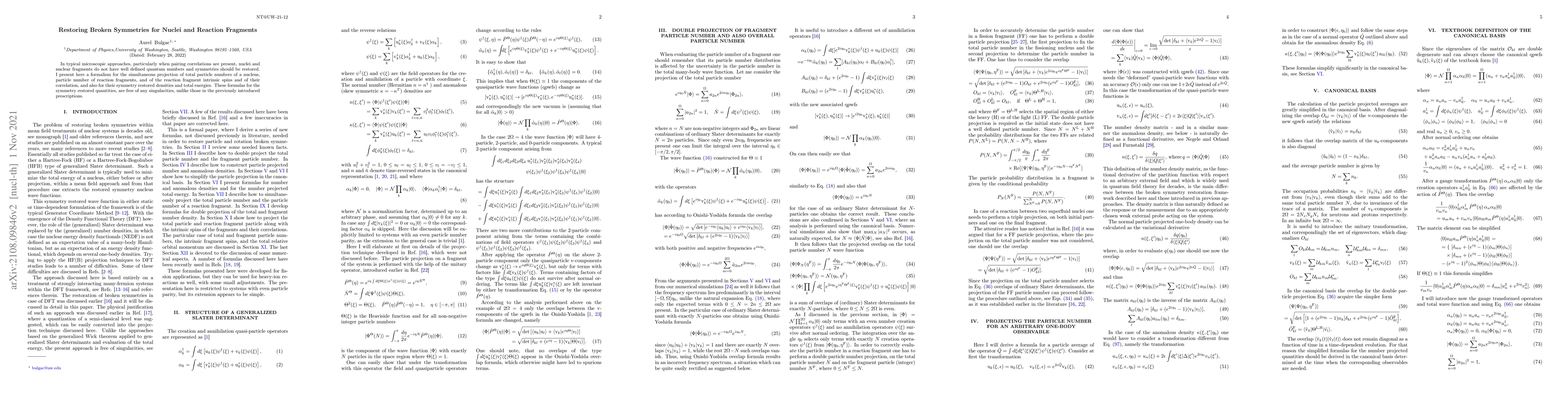 Thumbnail for Restoring Broken Symmetries for Nuclei and Reaction Fragments