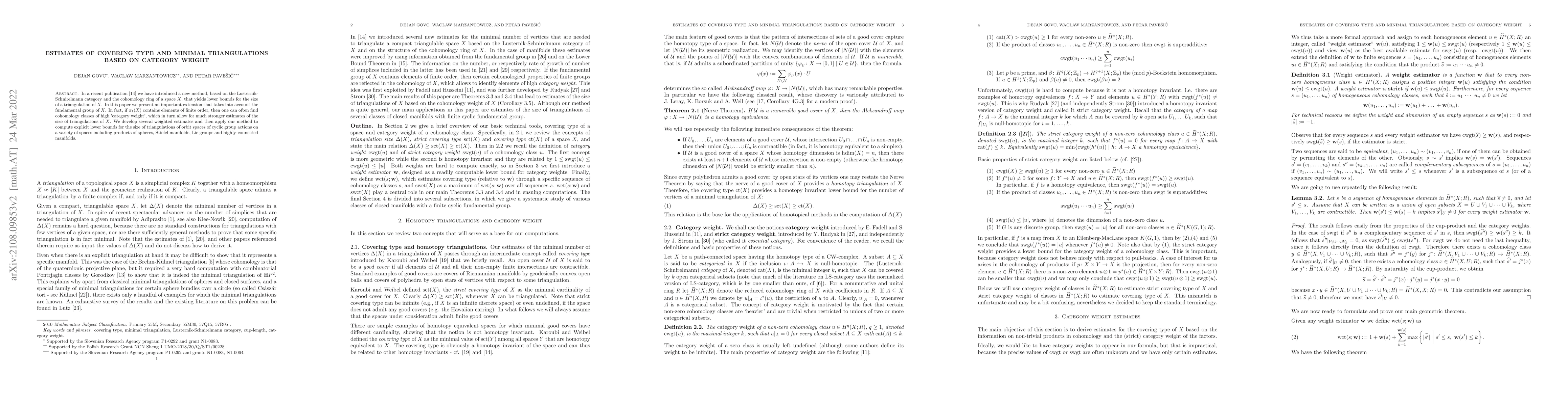 Thumbnail for Estimates of covering type and minimal triangulations based on category
  weight