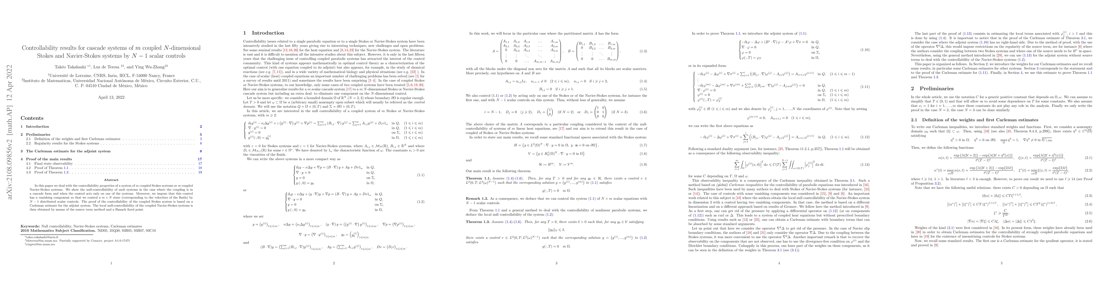 Thumbnail for Controllability results for cascade systems of $m$ coupled
  $N$-dimensional Stokes and Navier-Stokes systems by $N-1$ scalar controls