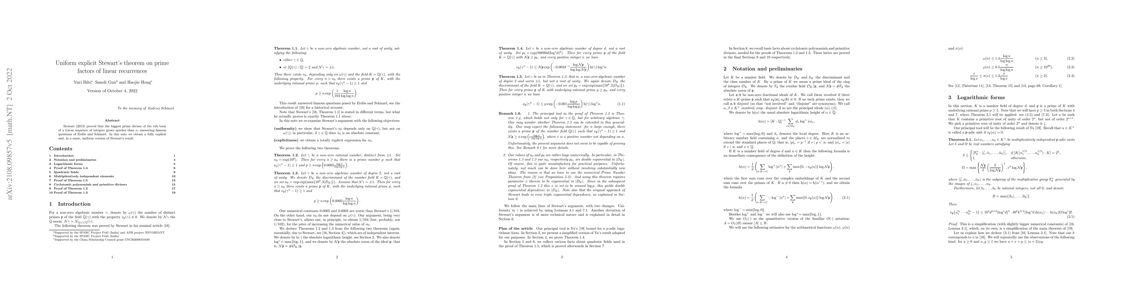 Thumbnail for Uniform explicit Stewart's theorem on prime factors of linear
  recurrences