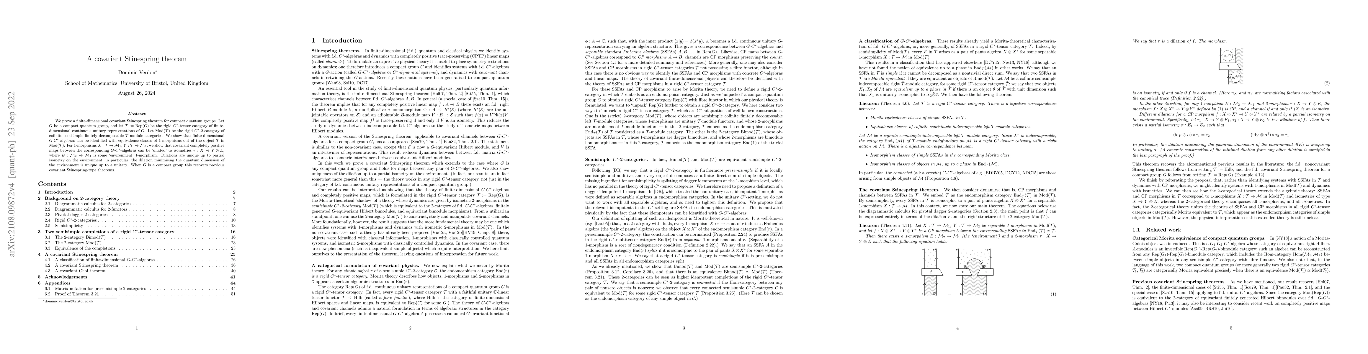 Thumbnail for A covariant Stinespring theorem