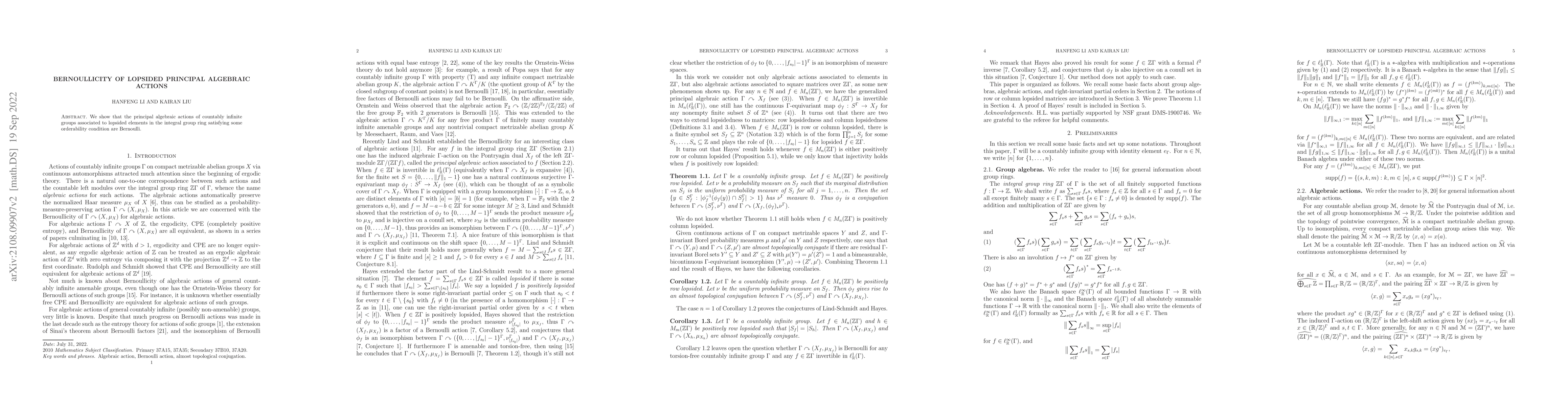 Thumbnail for Bernoullicity of lopsided principal algebraic actions