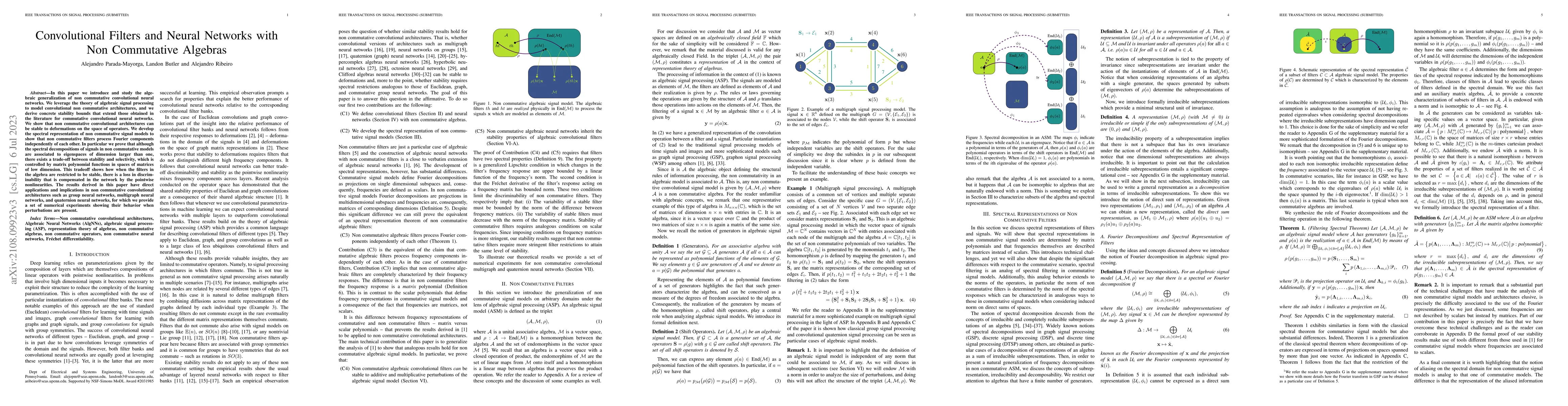 Thumbnail for Convolutional Filtering and Neural Networks with Non Commutative
  Algebras