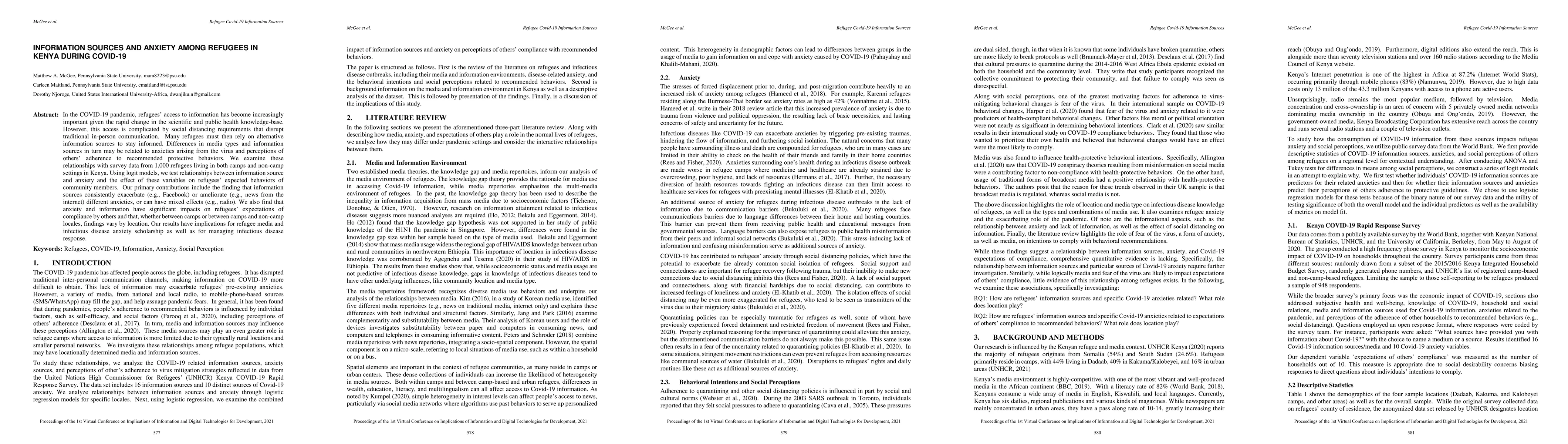 Thumbnail for Information Sources and Anxiety among Refugees in Kenya during COVID-19
