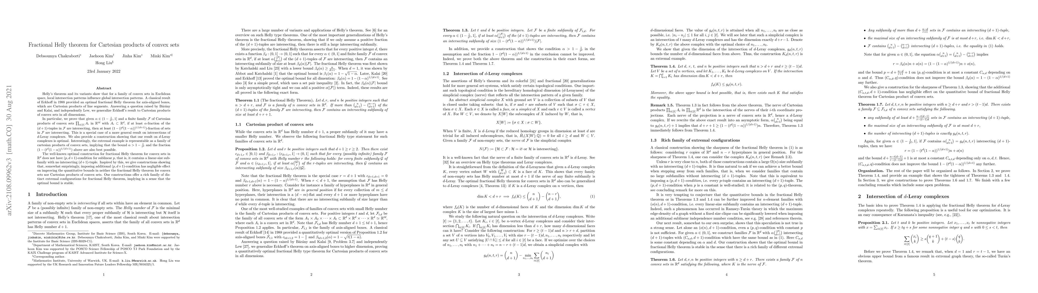 Thumbnail for Fractional Helly theorem for Cartesian products of convex sets