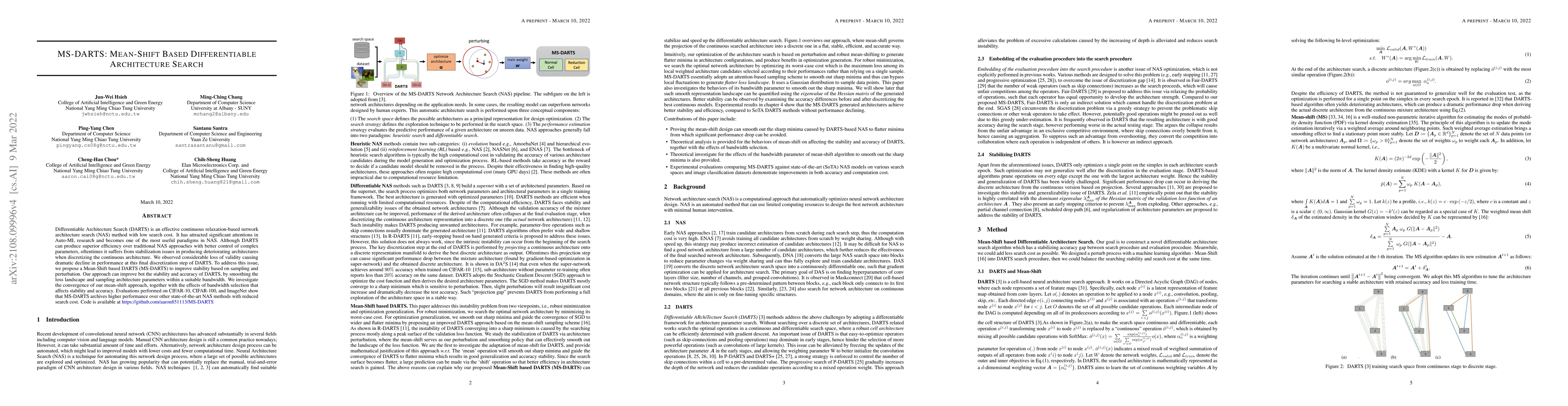 Thumbnail for MS-DARTS: Mean-Shift Based Differentiable Architecture Search