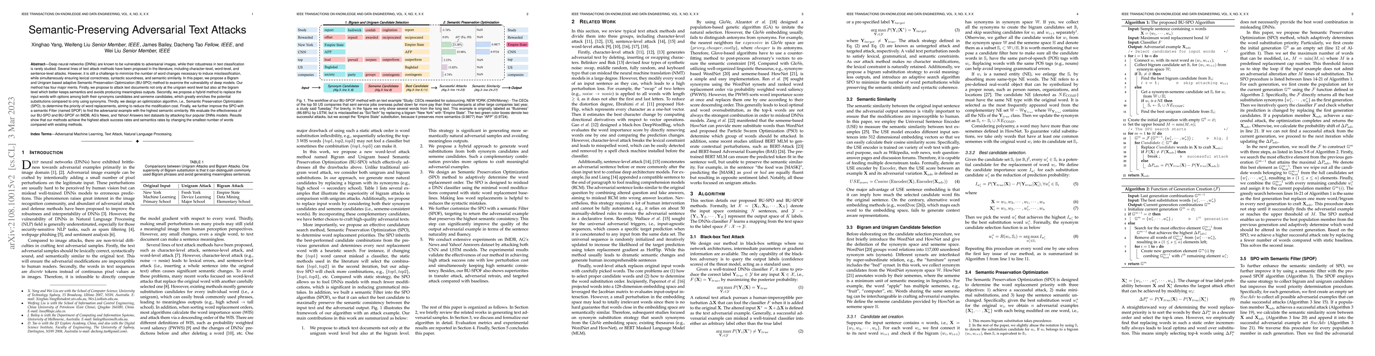 Thumbnail for Semantic-Preserving Adversarial Text Attacks