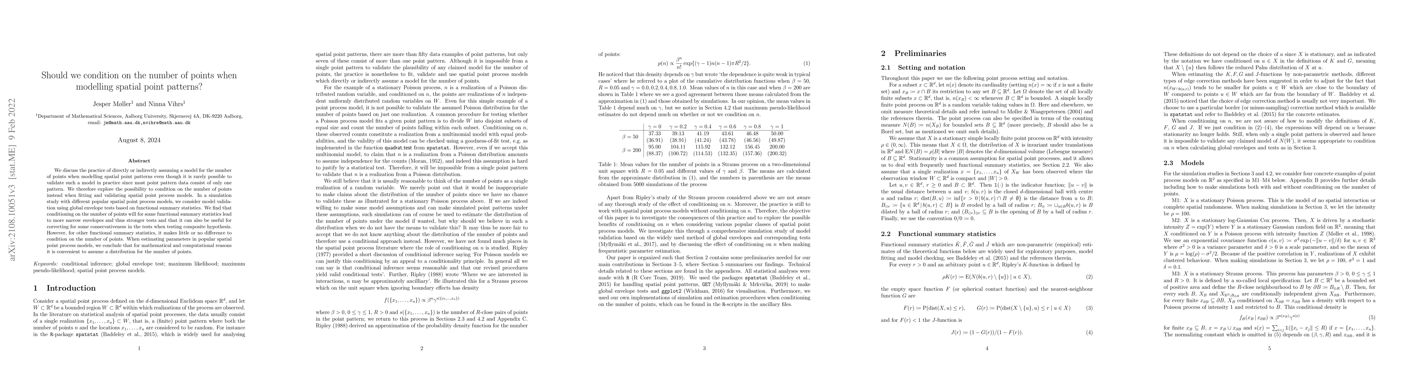 Thumbnail for Should we condition on the number of points when modelling spatial point
  patterns?