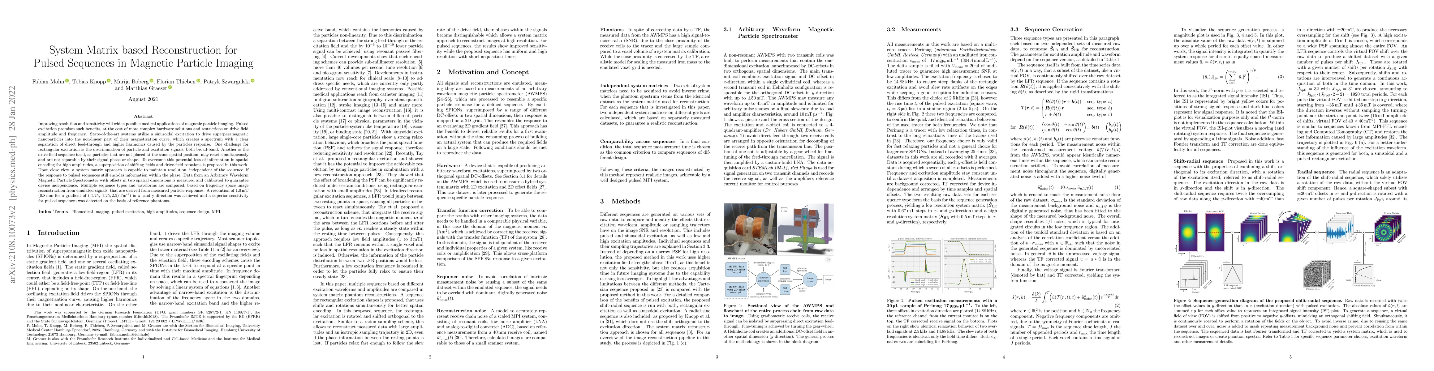 Thumbnail for System Matrix based Reconstruction for Pulsed Sequences in Magnetic
  Particle Imaging
