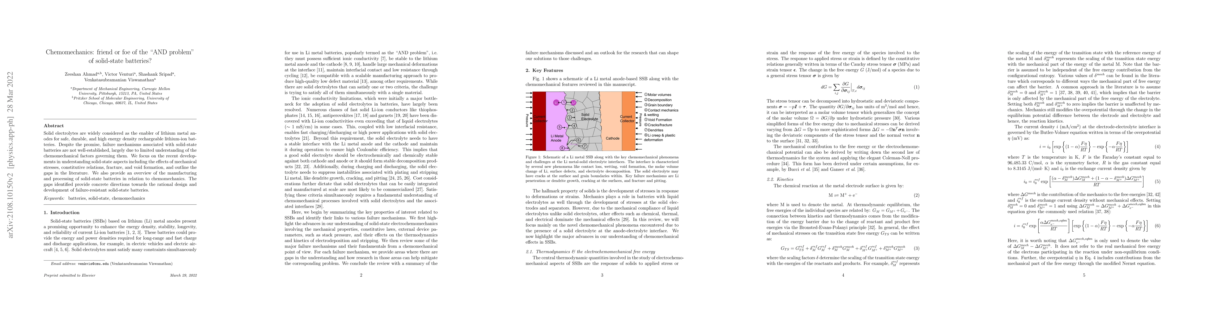 Thumbnail for Chemomechanics: friend or foe of the "AND problem" of solid-state
  batteries?