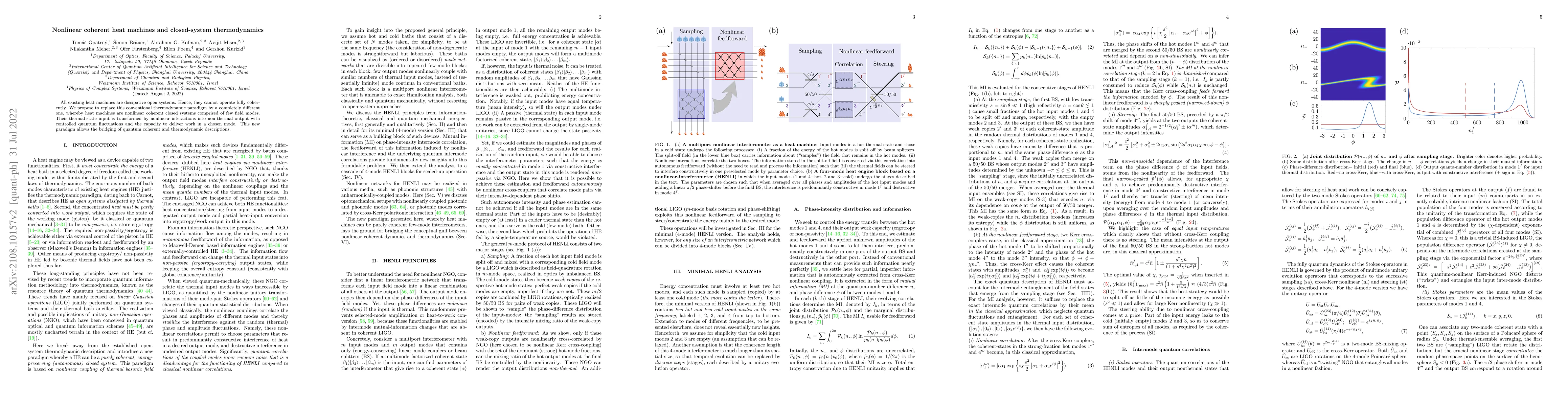 Thumbnail for Nonlinear coherent heat machines and closed-system thermodynamics