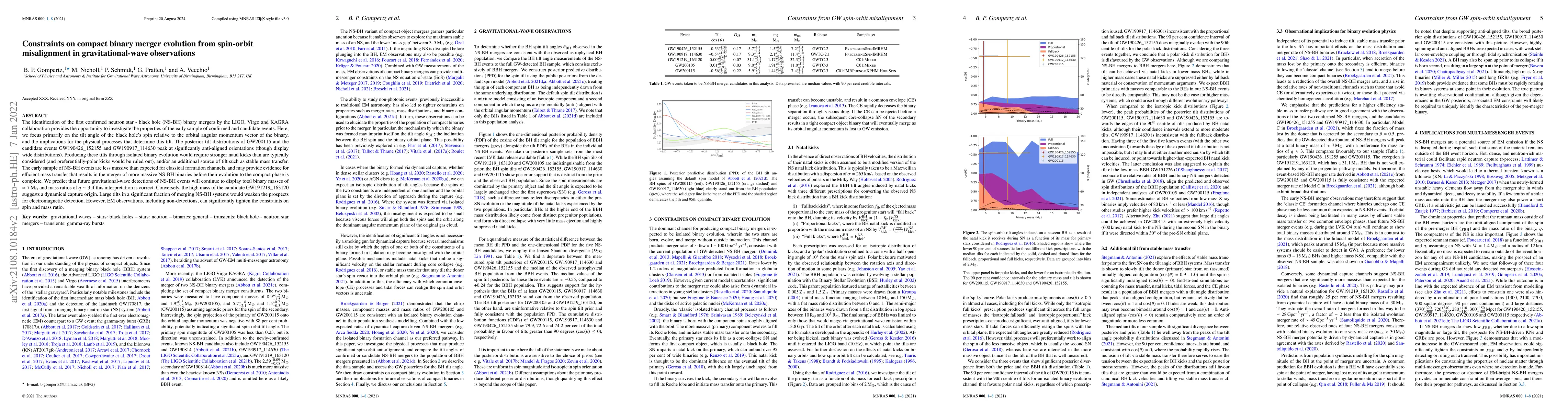 Thumbnail for Constraints on compact binary merger evolution from spin-orbit
  misalignment in gravitational-wave observations