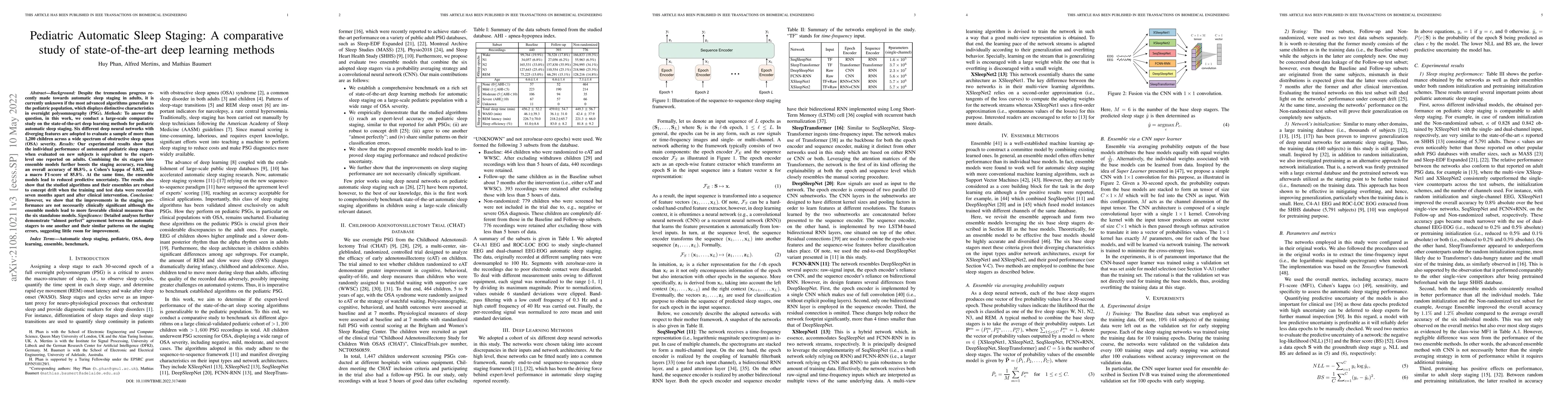 Thumbnail for Pediatric Automatic Sleep Staging: A comparative study of
  state-of-the-art deep learning methods