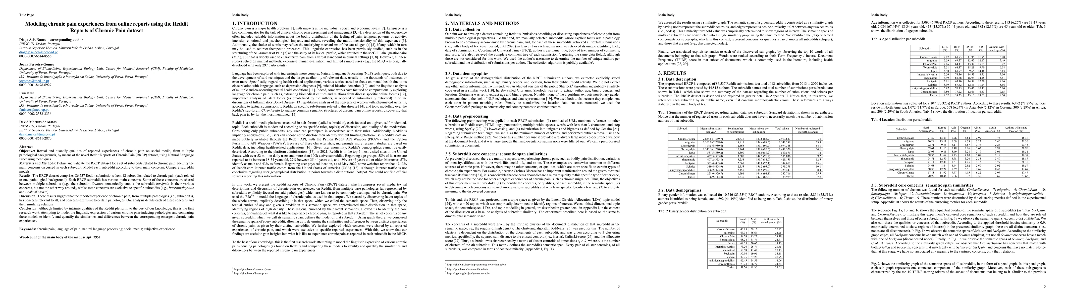Thumbnail for Modeling chronic pain experiences from online reports using the Reddit
  Reports of Chronic Pain dataset