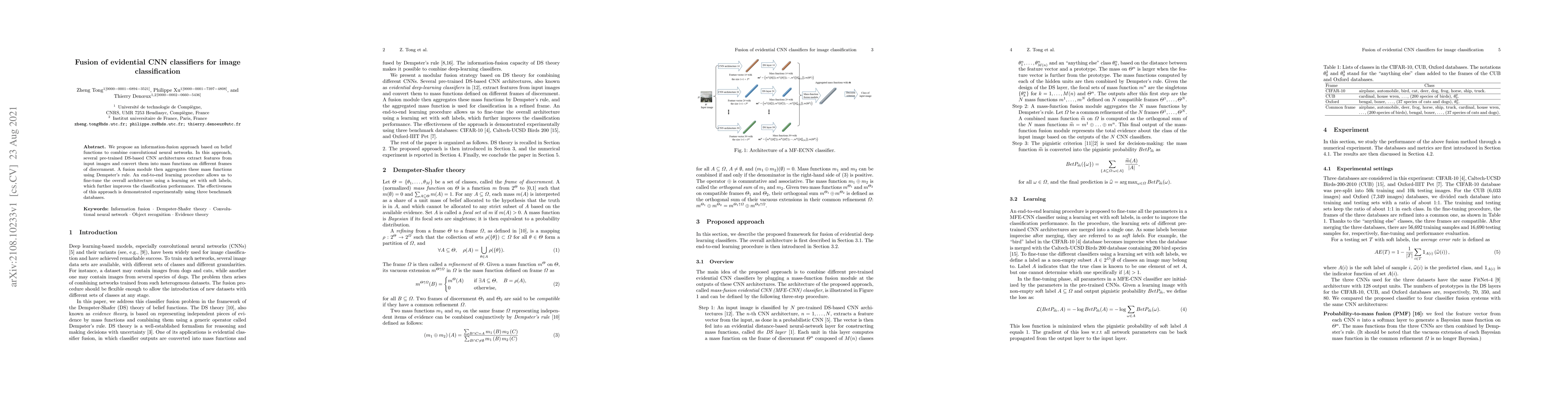 Thumbnail for Fusion of evidential CNN classifiers for image classification