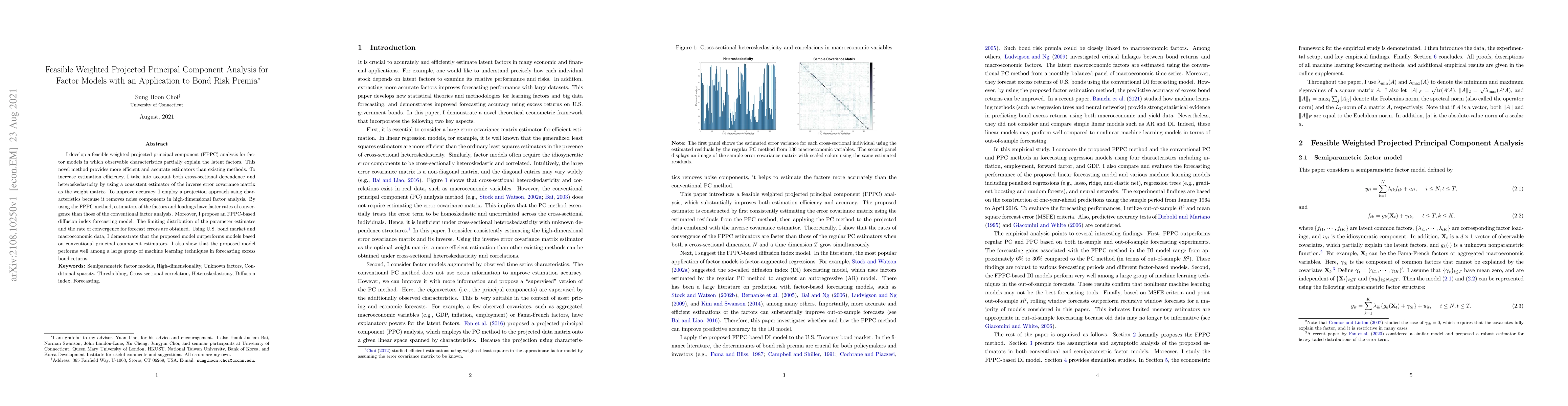 Thumbnail for Feasible Weighted Projected Principal Component Analysis for Factor
  Models with an Application to Bond Risk Premia
