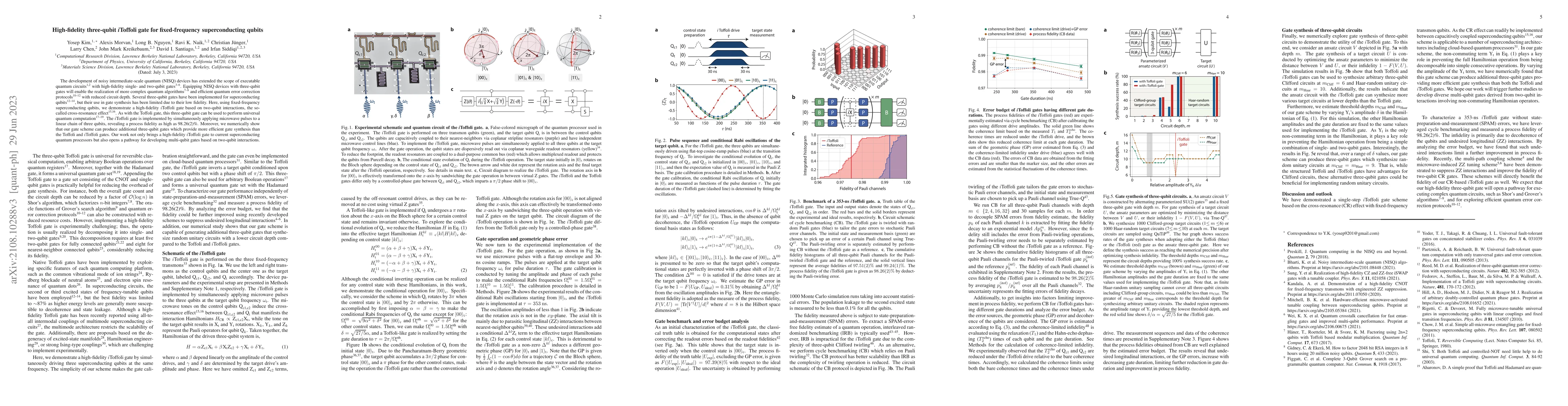 Thumbnail for High-fidelity three-qubit iToffoli gate for fixed-frequency
  superconducting qubits