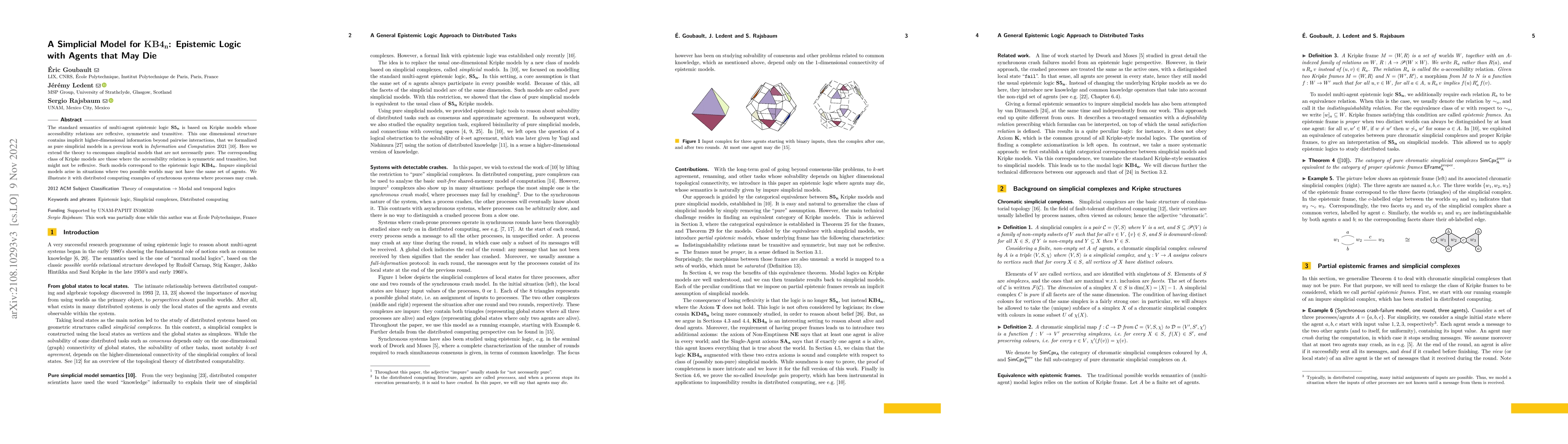 Thumbnail for A Simplicial Model for $KB4_n$: Epistemic Logic with Agents that May Die