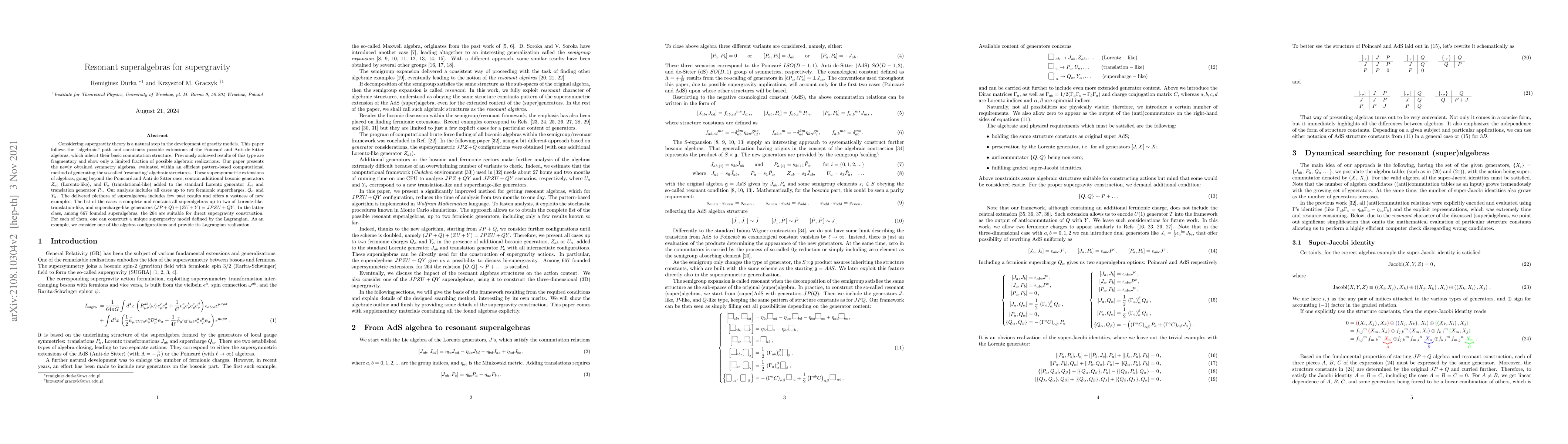 Thumbnail for Resonant superalgebras for supergravity