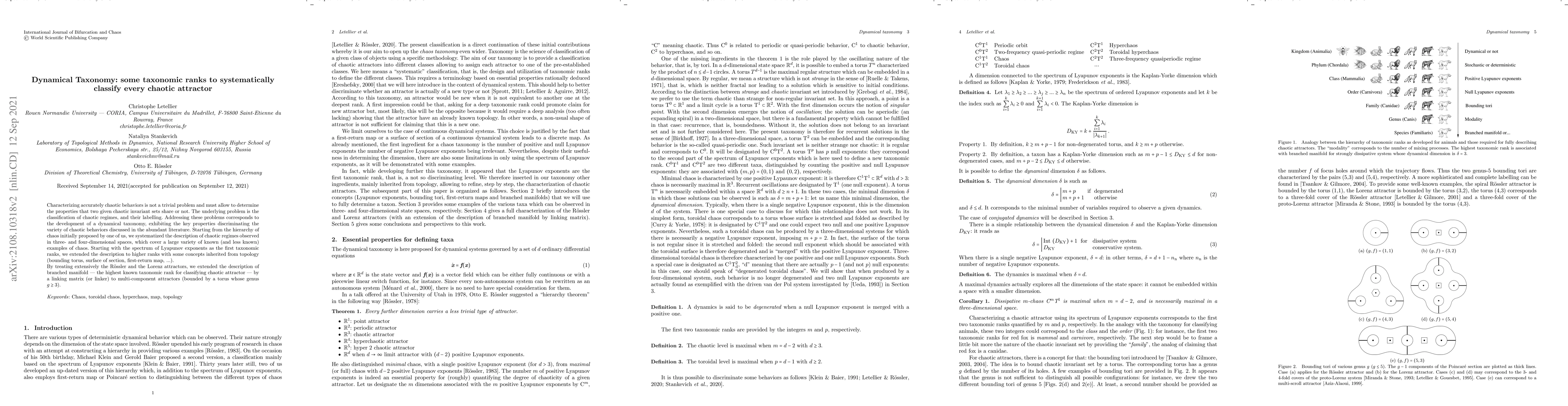 Thumbnail for Dynamical Taxonomy: some taxonomic ranks to systematically classify
  every chaotic attractor