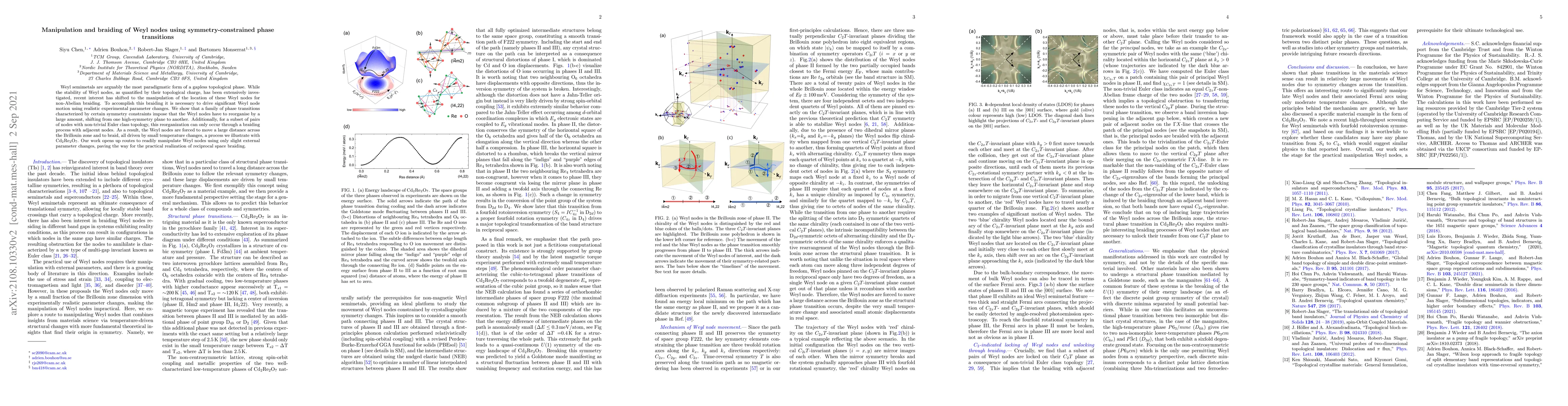 Thumbnail for Manipulation and braiding of Weyl nodes using symmetry-constrained phase
  transitions
