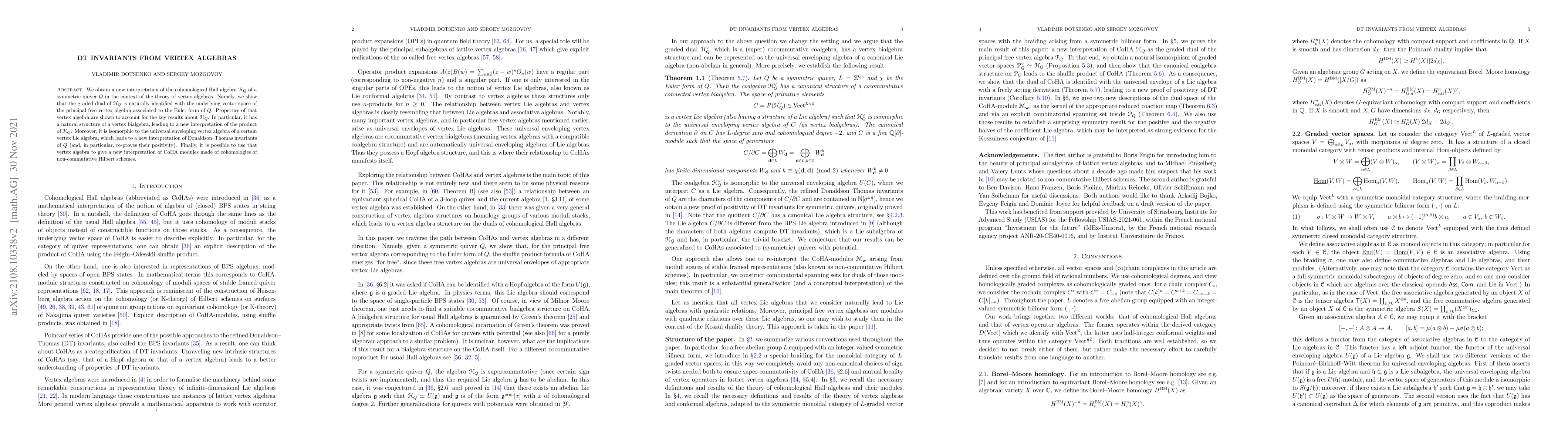 Thumbnail for DT invariants from vertex algebras