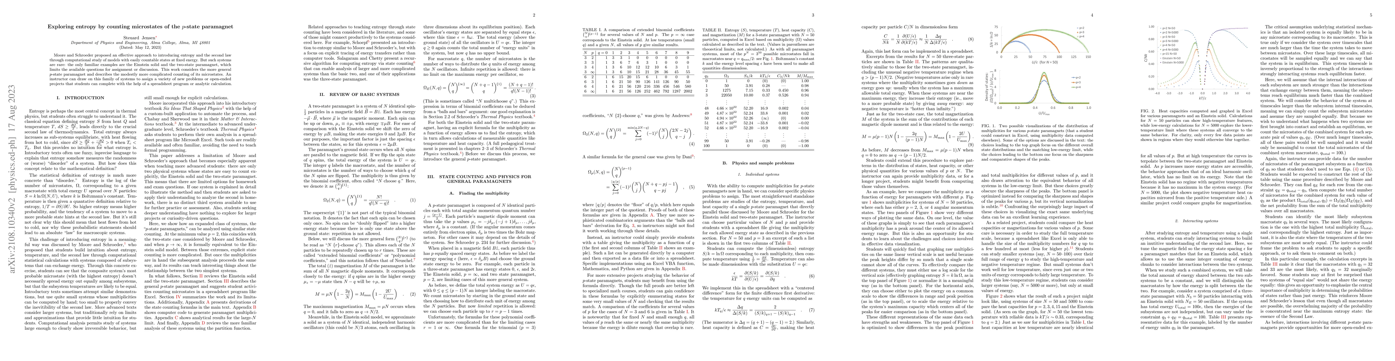 Thumbnail for Exploring entropy by counting microstates of the p-state paramagnet