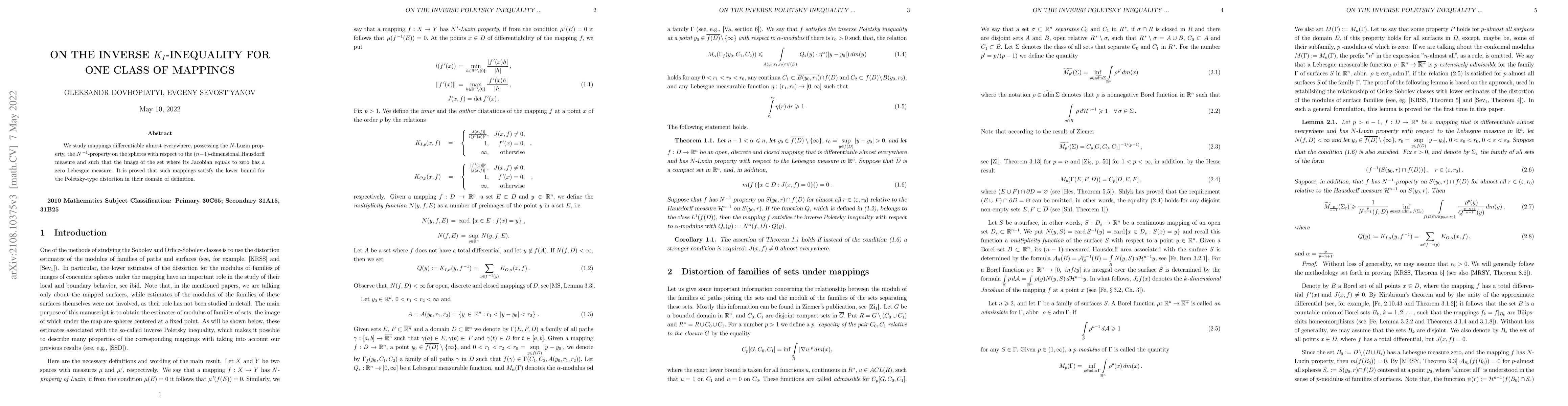 Thumbnail for On the inverse $K_I$-inequality for one class of mappings