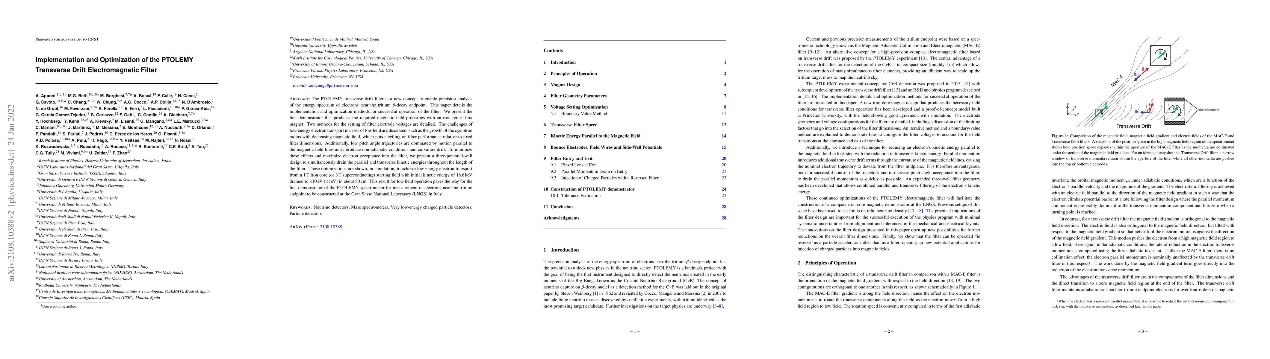 Thumbnail for Implementation and Optimization of the PTOLEMY Transverse Drift
  Electromagnetic Filter
